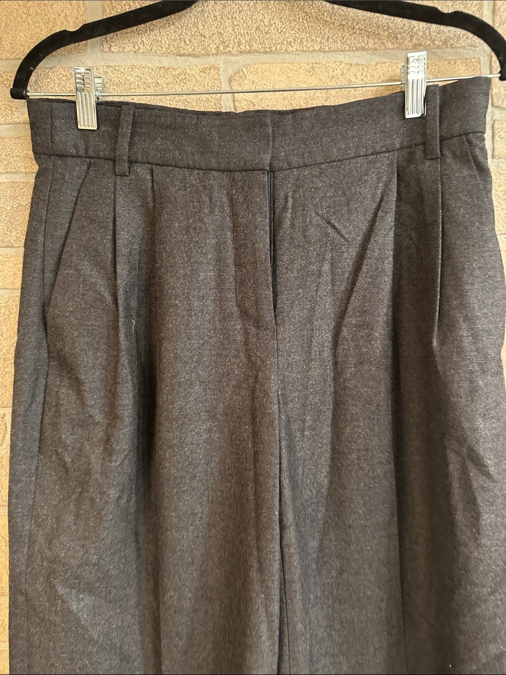 J.Crew Crop Wide Leg Flannel pleated 100% Wool Pants Trousers size 4 - Picture 3 of 8